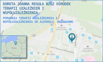 PORADNIA TERAPII UZALEŻNIENIA I WSPÓŁUZALEZNIENIA OD ALKOHOLU - DOROTA JOANNA REGUŁA NZOZ OŚRODEK TERAPII UZALEŻNIEŃ I WSPÓŁUZALEŻNIENIA - RYDYGIERA 6,  DZIAŁDOWO