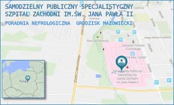PORADNIA NEFROLOGICZNA - SAMODZIELNY PUBLICZNY SPECJALISTYCZNY SZPITAL ZACHODNI IM.ŚW. JANA PAWŁA II - DALEKA 11,  GRODZISK MAZOWIECKI