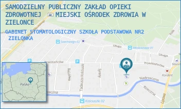 GABINET STOMATOLOGICZNY SZKOŁA PODSTAWOWA NR2 - MIEJSKA PRZYCHODNIA ZDROWIA SAMODZIELNY PUBLICZNY ZAKŁAD OPIEKI ZDROWOTNEJ W ZIELONCE - POWSTAŃCÓW 3,  ZIELONKA