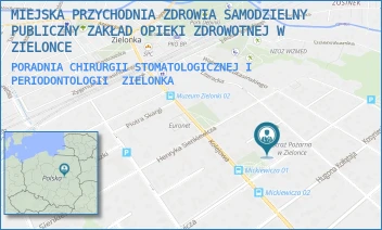 PORADNIA CHIRURGII STOMATOLOGICZNEJ I PERIODONTOLOGII - MIEJSKA PRZYCHODNIA ZDROWIA SAMODZIELNY PUBLICZNY ZAKŁAD OPIEKI ZDROWOTNEJ W ZIELONCE - MICKIEWICZA 18,  ZIELONKA