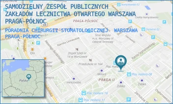 PORADNIA CHIRURGII STOMATOLOGICZNEJ - SAMODZIELNY ZESPÓŁ PUBLICZNYCH ZAKŁADÓW LECZNICTWA OTWARTEGO WARSZAWA PRAGA-PÓŁNOC - DĄBROWSZCZAKÓW 5A,  WARSZAWA PRAGA-PÓŁNOC