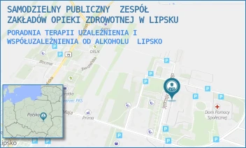 PORADNIA TERAPII UZALEŻNIENIA I WSPÓŁUZALEŻNIENIA OD ALKOHOLU - SAMODZIELNY PUBLICZNY  ZESPÓŁ ZAKŁADÓW OPIEKI ZDROWOTNEJ W LIPSKU - RAFAŁA CZERWIAKOWSKIEGO 1,  LIPSKO