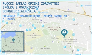 PORADNIA STOMATOLOGICZNA  ZESPÓŁ SZKÓŁ NR 5 - PŁOCKI ZAKŁAD OPIEKI ZDROWOTNEJ SPÓŁKA Z OGRANICZONĄ ODPOWIEDZIALNOŚCIĄ - KUTRZEBY 2A,  PŁOCK