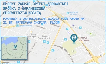 PORADNIA STOMATOLOGICZNA SZKOŁA PODSTAWOWA NR 21 IM. FRYDERYKA CHOPINA - PŁOCKI ZAKŁAD OPIEKI ZDROWOTNEJ SPÓŁKA Z OGRANICZONĄ ODPOWIEDZIALNOŚCIĄ - CHOPINA 62,  PŁOCK