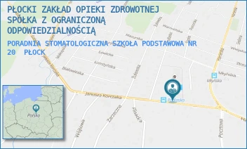PORADNIA STOMATOLOGICZNA SZKOŁA PODSTAWOWA NR 20 - PŁOCKI ZAKŁAD OPIEKI ZDROWOTNEJ SPÓŁKA Z OGRANICZONĄ ODPOWIEDZIALNOŚCIĄ - KORCZAKA 10,  PŁOCK