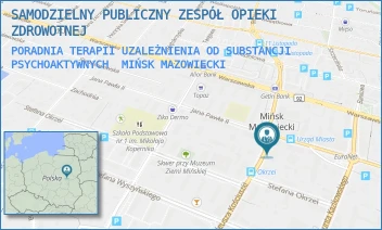 PORADNIA TERAPII UZALEŻNIENIA OD SUBSTANCJI PSYCHOAKTYWNYCH - SAMODZIELNY PUBLICZNY ZESPÓŁ OPIEKI ZDROWOTNEJ - KOŚCIUSZKI 9,  MIŃSK MAZOWIECKI