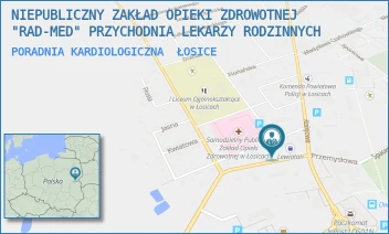 PORADNIA KARDIOLOGICZNA - NIEPUBLICZNY ZAKŁAD OPIEKI ZDROWOTNEJ "RAD-MED" PRZYCHODNIA LEKARZY RODZINNYCH - SIEDLECKA 20A,  ŁOSICE