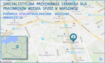 PORADNIA OTOLARYNGOLOGICZNA - SPECJALISTYCZNA PRZYCHODNIA LEKARSKA DLA PRACOWNIKÓW WOJSKA SPZOZ W WARSZAWIE - GEN. ANDERSA 16,  WARSZAWA ŚRÓDMIEŚCIE