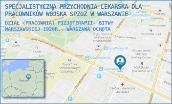 DZIAŁ (PRACOWNIA) FIZJOTERAPII- BITWY WARSZAWSKIEJ 1920R. - SPECJALISTYCZNA PRZYCHODNIA LEKARSKA DLA PRACOWNIKÓW WOJSKA SPZOZ W WARSZAWIE - BITWY WARSZAWSKIEJ 1920R. 12,  WARSZAWA OCHOTA