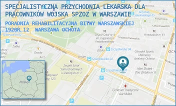 PORADNIA REHABILITACYJNA BITWY WARSZAWSKIEJ 1920R 12 - SPECJALISTYCZNA PRZYCHODNIA LEKARSKA DLA PRACOWNIKÓW WOJSKA SPZOZ W WARSZAWIE - BITWY WARSZAWSKIEJ 1920R. 12,  WARSZAWA OCHOTA