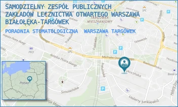 PORADNIA STOMATOLOGICZNA - SAMODZIELNY ZESPÓŁ PUBLICZNYCH ZAKŁADÓW LECZNICTWA OTWARTEGO WARSZAWA BIAŁOŁĘKA-TARGÓWEK - TYKOCIŃSKA 34,  WARSZAWA TARGÓWEK