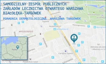 PORADNIA DERMATOLOGICZNA - SAMODZIELNY ZESPÓŁ PUBLICZNYCH ZAKŁADÓW LECZNICTWA OTWARTEGO WARSZAWA BIAŁOŁĘKA-TARGÓWEK - REMBIELIŃSKA 8,  WARSZAWA TARGÓWEK