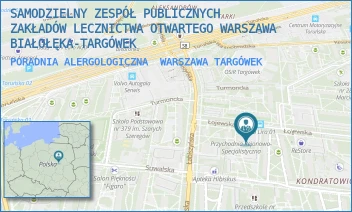 PORADNIA ALERGOLOGICZNA - SAMODZIELNY ZESPÓŁ PUBLICZNYCH ZAKŁADÓW LECZNICTWA OTWARTEGO WARSZAWA BIAŁOŁĘKA-TARGÓWEK - ŁOJEWSKA 6,  WARSZAWA TARGÓWEK