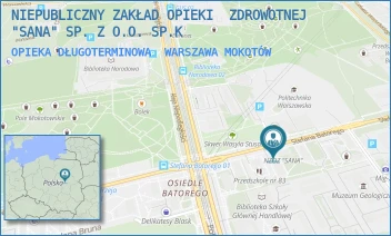 OPIEKA DŁUGOTERMINOWA - NIEPUBLICZNY ZAKŁAD OPIEKI  ZDROWOTNEJ "SANA" SP. Z O.O. SP.K - STEFANA BATOREGO 31 A,  WARSZAWA MOKOTÓW