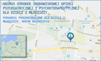 PORADNIA PSYCHOLOGICZNA DLA DZIECI I MŁODZIEŻY - ANIMUS OŚRODEK ŚRODOWISKOWEJ OPIEKI PSYCHIATRYCZNEJ I PSYCHOTERAPEUTYCZNEJ DLA DZIECI I MŁODZIEŻY - KOPERNIKA 4,  MAKÓW MAZOWIECKI