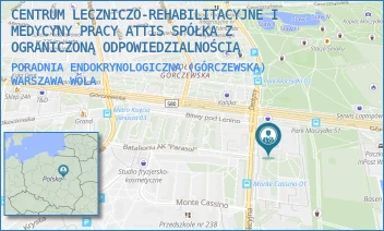 PORADNIA ENDOKRYNOLOGICZNA (GÓRCZEWSKA) - CENTRUM LECZNICZO-REHABILITACYJNE I MEDYCYNY PRACY ATTIS SPÓŁKA Z OGRANICZONĄ ODPOWIEDZIALNOŚCIĄ - GÓRCZEWSKA 89,  WARSZAWA WOLA