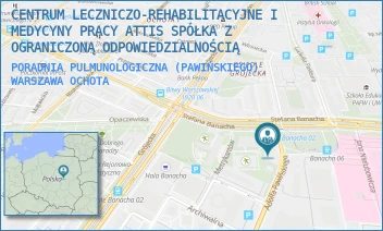 PORADNIA PULMUNOLOGICZNA (PAWIŃSKIEGO) - CENTRUM LECZNICZO-REHABILITACYJNE I MEDYCYNY PRACY ATTIS SPÓŁKA Z OGRANICZONĄ ODPOWIEDZIALNOŚCIĄ - PAWIŃSKIEGO 2,  WARSZAWA OCHOTA