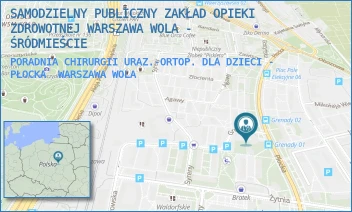 PORADNIA CHIRURGII URAZ.-ORTOP. DLA DZIECI - PŁOCKA - SAMODZIELNY PUBLICZNY ZAKŁAD OPIEKI ZDROWOTNEJ WARSZAWA WOLA - ŚRÓDMIEŚCIE - PŁOCKA 49,  WARSZAWA WOLA