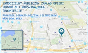 PORADNIA DERMATOLOGICZNA SZLENKIERÓW - SAMODZIELNY PUBLICZNY ZAKŁAD OPIEKI ZDROWOTNEJ WARSZAWA WOLA - ŚRÓDMIEŚCIE - SZLENKIERÓW 10,  WARSZAWA WOLA