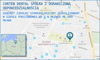 GABINET SZKOLNY STOMATOLOGICZNY ZLOKALIZOWANY W SZKOLE PODSTAWOWEJ NR 7 W MŁAWIE MŁ-ORD - CORTEN DENTAL SPÓŁKA Z OGRANICZONĄ ODPOWIEDZIALNOŚCIĄ - ORDONA 14,  MŁAWA