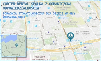 PORADNIA STOMATOLOGICZNA DLA DZIECI WA-MŁY - CORTEN DENTAL SPÓŁKA Z OGRANICZONĄ ODPOWIEDZIALNOŚCIĄ - MŁYNARSKA 26/28/U1,  WARSZAWA WOLA
