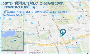 PORADNIA PROTETYKI STOMATOLOGICZNEJ WA-MŁY - CORTEN DENTAL SPÓŁKA Z OGRANICZONĄ ODPOWIEDZIALNOŚCIĄ - MŁYNARSKA 26/28/U1,  WARSZAWA WOLA