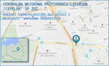 GABINET STOMATOLOGICZNY DLA DZIECI I MŁODZIEŻY - CENTRALNA WOJSKOWA PRZYCHODNIA LEKARSKA "CEPELEK" SP ZOZ - KOSZYKOWA 78,  WARSZAWA ŚRÓDMIEŚCIE