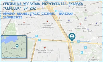 OŚRODEK REHABILITACJI DZIENNEJ - CENTRALNA WOJSKOWA PRZYCHODNIA LEKARSKA "CEPELEK" SP ZOZ - KOSZYKOWA 78,  WARSZAWA ŚRÓDMIEŚCIE