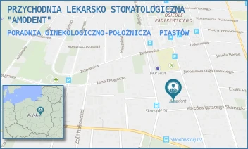 PORADNIA GINEKOLOGICZNO-POŁOŻNICZA - PRZYCHODNIA LEKARSKO STOMATOLOGICZNA "AMODENT" - PADEREWSKIEGO 13,  PIASTÓW