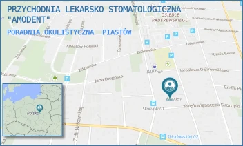 PORADNIA OKULISTYCZNA - PRZYCHODNIA LEKARSKO STOMATOLOGICZNA "AMODENT" - PADEREWSKIEGO 13,  PIASTÓW