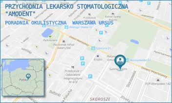 PORADNIA OKULISTYCZNA - PRZYCHODNIA LEKARSKO STOMATOLOGICZNA "AMODENT" - DZIECI WARSZAWY 29U XI/XII,  WARSZAWA URSUS