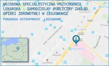 PORADNIA OSTEOPOROZY - WOJSKOWA SPECJALISTYCZNA PRZYCHODNIA LEKARSKA - SAMODZIELNY PUBLICZNY ZAKŁAD OPIEKI ZDROWOTNEJ W LEGIONOWIE - ZEGRZYŃSKA 8,  LEGIONOWO