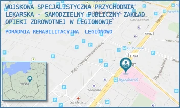 PORADNIA REHABILITACYJNA - WOJSKOWA SPECJALISTYCZNA PRZYCHODNIA LEKARSKA - SAMODZIELNY PUBLICZNY ZAKŁAD OPIEKI ZDROWOTNEJ W LEGIONOWIE - ZEGRZYŃSKA 8,  LEGIONOWO