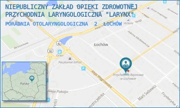 PORADNIA OTOLARYNGOLOGICZNA  2 - NIEPUBLICZNY ZAKŁAD OPIEKI ZDROWOTNEJ  PRZYCHODNIA LARYNGOLOGICZNA "LARYNX" - ALEJA  POKOJU 73,  ŁOCHÓW