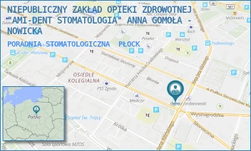 PORADNIA STOMATOLOGICZNA - NIEPUBLICZNY ZAKŁAD OPIEKI ZDROWOTNEJ "AMI-DENT STOMATOLOGIA" ANNA GOMOŁA - NOWICKA - KOLEGIALNA 47,  PŁOCK