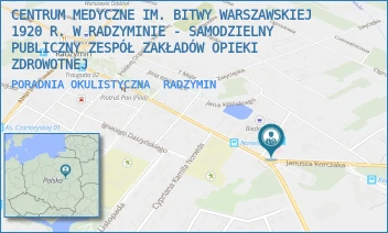 PORADNIA OKULISTYCZNA - CENTRUM MEDYCZNE IM. BITWY WARSZAWSKIEJ 1920 R. W RADZYMINIE - SAMODZIELNY PUBLICZNY ZESPÓŁ ZAKŁADÓW OPIEKI ZDROWOTNEJ - KONSTYTUCJI 3 MAJA 17,  RADZYMIN