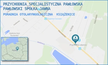PORADNIA OTOLARYNGOLOGICZNA - PRZYCHODNIA SPECJALISTYCZNA PAWŁOWSKA PAWŁOWSKI SPÓŁKA JAWNA - MAZOWIECKA 136A,  KSIĄŻENICE