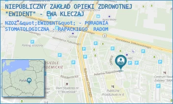 NZOZ "EWIDENT" - PORADNIA STOMATOLOGICZNA - RAPACKIEGO - NIEPUBLICZNY ZAKŁAD OPIEKI ZDROWOTNEJ EWIDENT EWA KLECZAJ - RAPACKIEGO 1/3,  RADOM