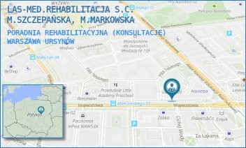 PORADNIA REHABILITACYJNA (KONSULTACJE) - LAS-MED REHABILITACJA SPÓŁKA Z OGRANICZONĄ ODPOWIEDZIALNOŚCIĄ - WĄWOZOWA 20,  WARSZAWA URSYNÓW