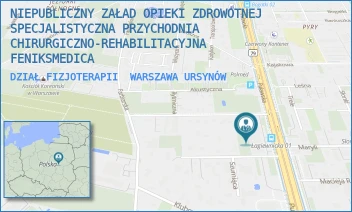 DZIAŁ FIZJOTERAPII - NIEPUBLICZNY ZAŁAD OPIEKI ZDROWOTNEJ  SPECJALISTYCZNA PRZYCHODNIA CHIRURGICZNO-REHABILITACYJNA FENIKSMEDICA - PUŁAWSKA 424,  WARSZAWA URSYNÓW
