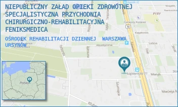 OŚRODEK REHABILITACJI DZIENNEJ - NIEPUBLICZNY ZAŁAD OPIEKI ZDROWOTNEJ  SPECJALISTYCZNA PRZYCHODNIA CHIRURGICZNO-REHABILITACYJNA FENIKSMEDICA - PUŁAWSKA 424,  WARSZAWA URSYNÓW