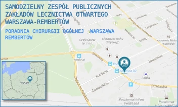 PORADNIA CHIRURGII OGÓLNEJ - SAMODZIELNY ZESPÓŁ PUBLICZNYCH ZAKŁADÓW LECZNICTWA OTWARTEGO WARSZAWA-REMBERTÓW - ZAWISZAKÓW 23,  WARSZAWA REMBERTÓW