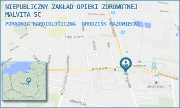 PORADNIA KARDIOLOGICZNA - NIEPUBLICZNY ZAKŁAD OPIEKI ZDROWOTNEJ MALVITA TUSZYŃSKI I WSPÓLNICY SPÓŁKA JAWNA - TRAUGUTTA 30,  GRODZISK MAZOWIECKI