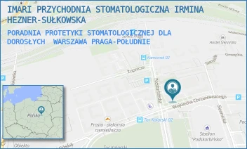 PORADNIA PROTETYKI STOMATOLOGICZNEJ DLA DOROSŁYCH - IMARI PRZYCHODNIA STOMATOLOGICZNA IRMINA HEZNER-SUŁKOWSKA - WOJCIECHA CHRZANOWSKIEGO 16/304,  WARSZAWA PRAGA-POŁUDNIE