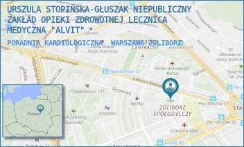 PORADNIA KARDIOLOGICZNA - URSZULA STOPIŃSKA-GŁUSZAK NIEPUBLICZNY ZAKŁAD OPIEKI ZDROWOTNEJ LECZNICA MEDYCZNA "ALVIT" - SŁOWACKIEGO 5/13,  WARSZAWA ŻOLIBORZ
