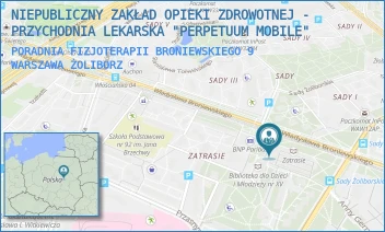 PORADNIA FIZJOTERAPII BRONIEWSKIEGO 9 - NIEPUBLICZNY ZAKŁAD OPIEKI ZDROWOTNEJ - PRZYCHODNIA LEKARSKA "PERPETUUM MOBILE" - BRONIEWSKIEGO 9,  WARSZAWA ŻOLIBORZ
