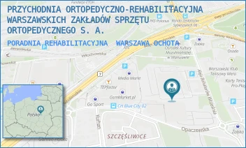 PORADNIA REHABILITACYJNA - PRZYCHODNIA ORTOPEDYCZNO-REHABILITACYJNA WARSZAWSKICH ZAKŁADÓW SPRZĘTU ORTOPEDYCZNEGO S. A. - ALEJA BOHATERÓW WRZEŚNIA 9,  WARSZAWA OCHOTA