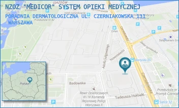 PORADNIA DERMATOLOGICZNA UL. CZERNIAKOWSKA 131 - NZOZ "MEDICOR" SYSTEM OPIEKI MEDYCZNEJ - CZERNIAKOWSKA 131,  WARSZAWA