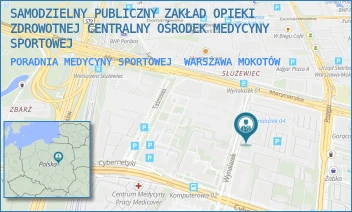 PORADNIA MEDYCYNY SPORTOWEJ - SAMODZIELNY PUBLICZNY ZAKŁAD OPIEKI ZDROWOTNEJ CENTRALNY OŚRODEK MEDYCYNY SPORTOWEJ - WYNALAZEK 4,  WARSZAWA MOKOTÓW