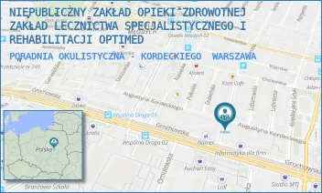 PORADNIA OKULISTYCZNA - KORDECKIEGO - NIEPUBLICZNY ZAKŁAD OPIEKI ZDROWOTNEJ ZAKŁAD LECZNICTWA SPECJALISTYCZNEGO I REHABILITACJI OPTIMED - KORDECKIEGO 49,  WARSZAWA